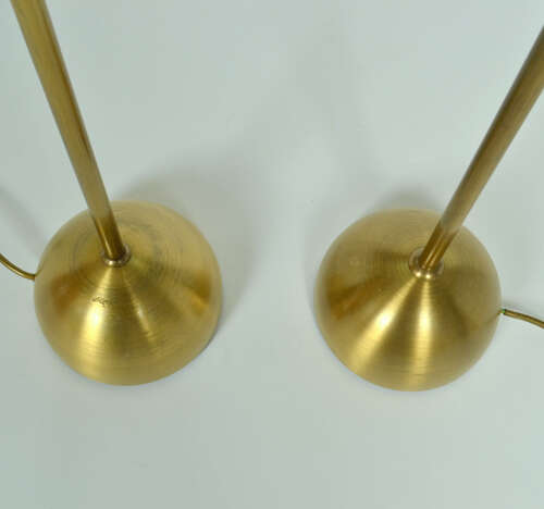 Pair of Minimal Bronzed Brass Counter Balance Floor Lamps, 1970's