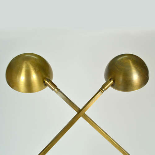 Pair of Minimal Bronzed Brass Counter Balance Floor Lamps, 1970's
