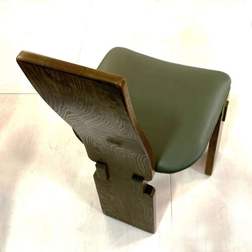 Set of Four Sculptural High-Back Dining Chairs in Solid Oak, 1970's