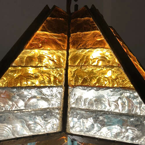 Amber Glass Chandelier Star Form Italy 1970's in the style of Poliarte