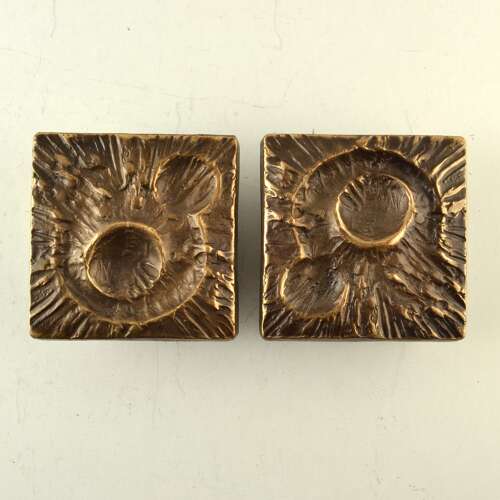 Double pair of Bronze Door Handles, Bel and Key Hole with Organic Relief