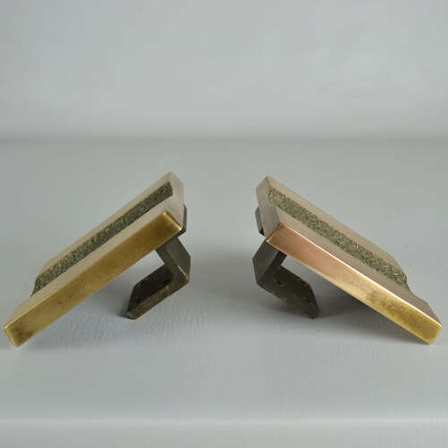 Double Pair of Architectural Push and Pull Bronze Door Handle Square