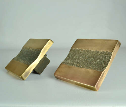 Double Pair of Architectural Push and Pull Bronze Door Handle Square