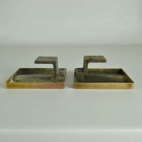 Double Pair of Architectural Push and Pull Bronze Door Handle Square