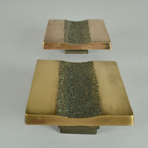 Double Pair of Architectural Push and Pull Bronze Door Handle Square