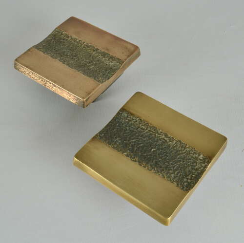 Double Pair of Architectural Push and Pull Bronze Door Handle Square