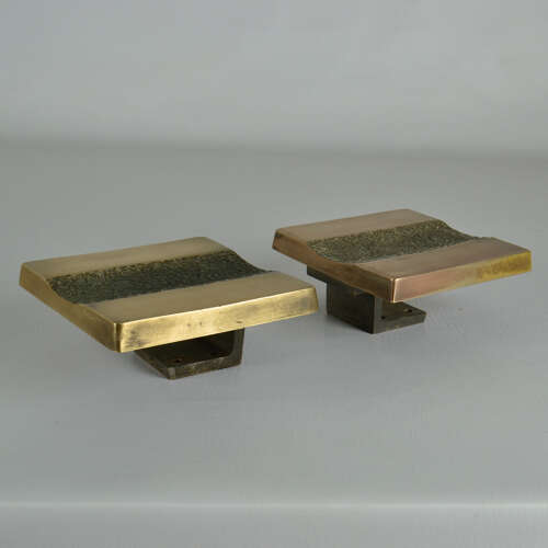 Double Pair of Architectural Push and Pull Bronze Door Handle Square