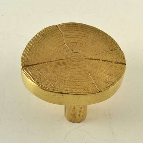 Round Bronze Brutalist Door Handle in the style of Ado Chale