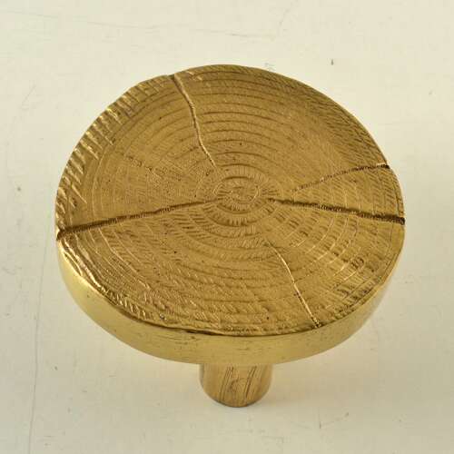 Round Bronze Brutalist Door Handle in the style of Ado Chale