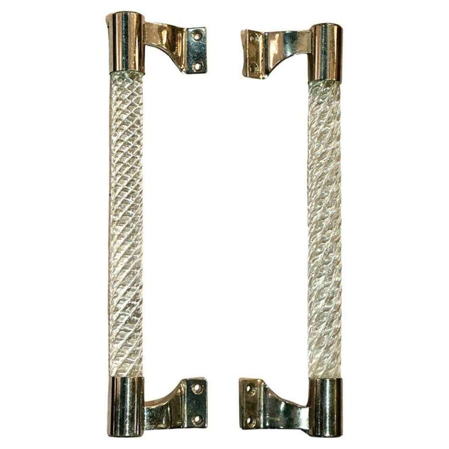 Murano Clear Glass Door Handles by Ercole Barovier, Barovier & Toso 1950's