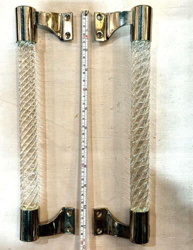 Murano Clear Glass Door Handles by Ercole Barovier, Barovier & Toso 1950's