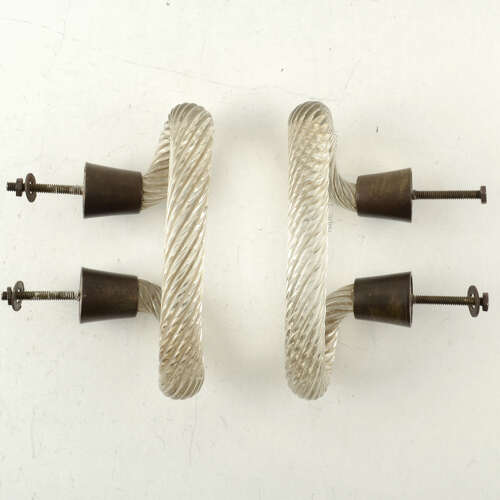 Venini Clear Glass Door Handles 1940's attributed to Carlo Scarpa