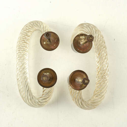 Venini Clear Glass Door Handles 1940's attributed to Carlo Scarpa