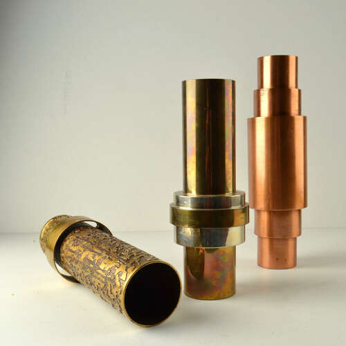 Set of Sculptural Cylinder Brass Vases, Germany 1970's
