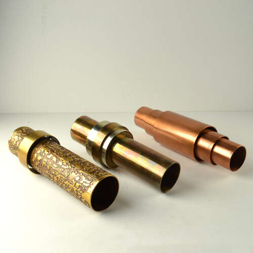 Set of Sculptural Cylinder Brass Vases, Germany 1970's