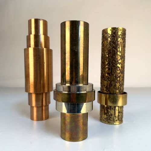 Set of Sculptural Cylinder Brass Vases, Germany 1970's