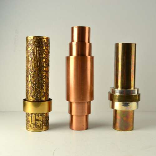 Set of Sculptural Cylinder Brass Vases, Germany 1970's