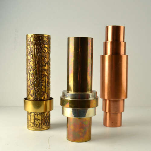 Set of Sculptural Cylinder Brass Vases, Germany 1970's