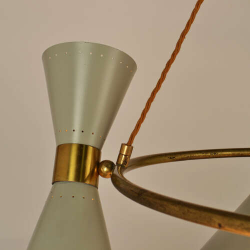 Diabolo, Hourglass Chandeliers Stilnovo Era, Grey Metal & Brass