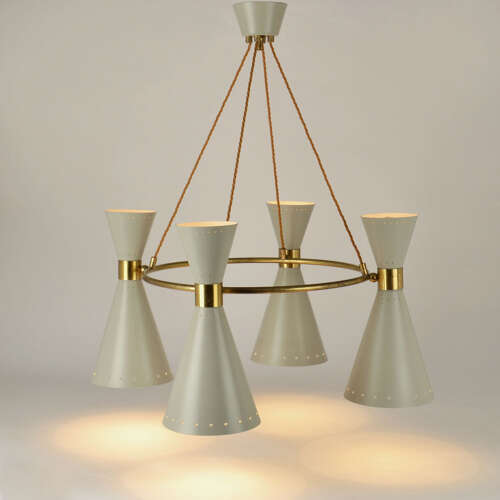 Diabolo, Hourglass Chandeliers Stilnovo Era, Grey Metal & Brass