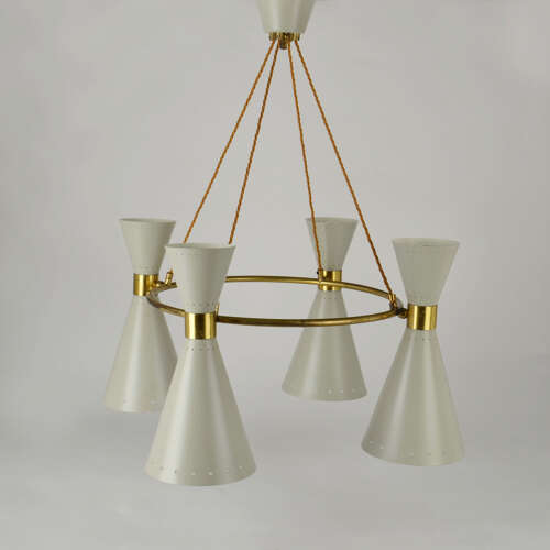 Diabolo, Hourglass Chandeliers Stilnovo Era, Grey Metal & Brass