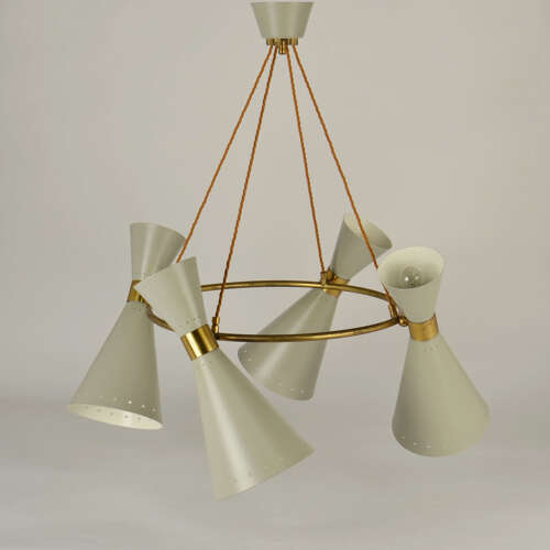 Diabolo, Hourglass Chandeliers Stilnovo Era, Grey Metal & Brass