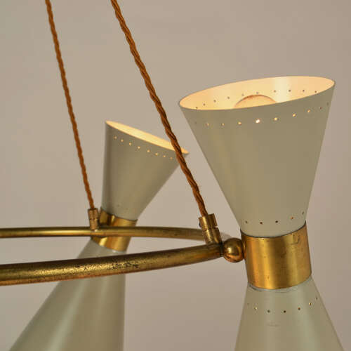 Diabolo, Hourglass Chandeliers Stilnovo Era, Grey Metal & Brass