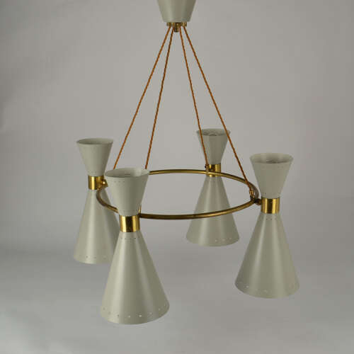 Diabolo, Hourglass Chandeliers Stilnovo Era, Grey Metal & Brass