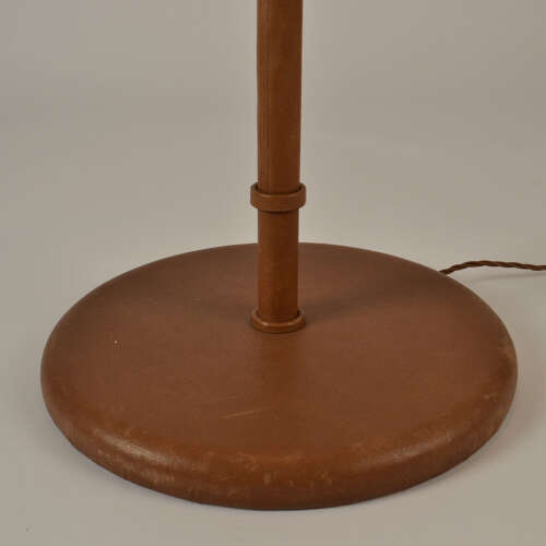 Swingarm 1960's Floor Lamp with Dome Shade in Parchment Leather