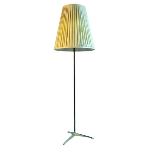 Elegant Kalmar Brass and Silk Floor Lamp, Austria1950's