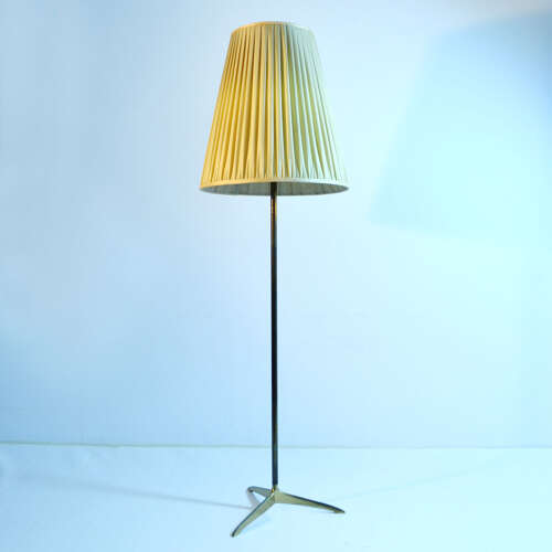 Elegant Kalmar Brass and Silk Floor Lamp, Austria1950's