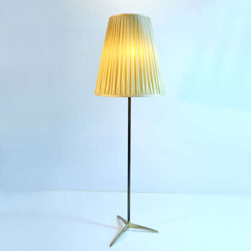 Elegant Kalmar Brass and Silk Floor Lamp, Austria1950's