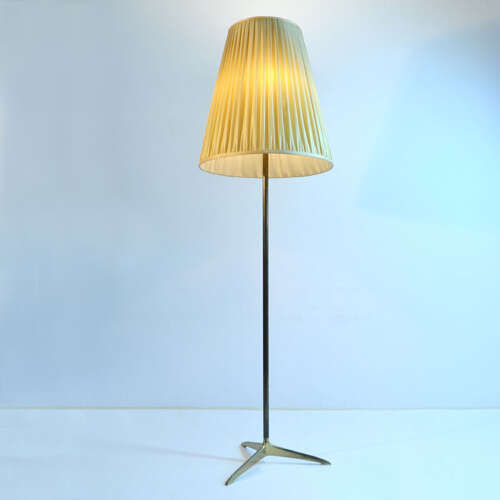 Elegant Kalmar Brass and Silk Floor Lamp, Austria1950's