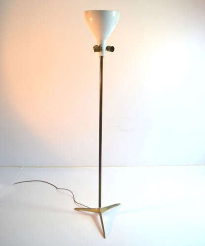 Elegant Kalmar Brass and Silk Floor Lamp, Austria1950's
