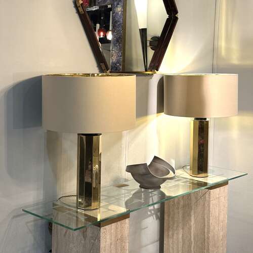 Unique Mid-Century Console Table with Engraved Abstract Expressionist Glass Top