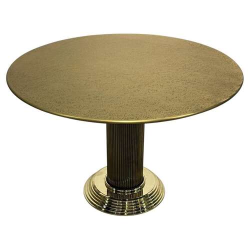 Round Center of Dining Table on Brass with Relief Top, Europe, 1970's