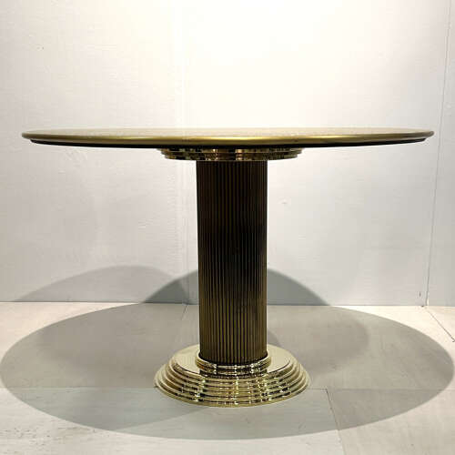 Round Center of Dining Table on Brass with Relief Top, Europe, 1970's