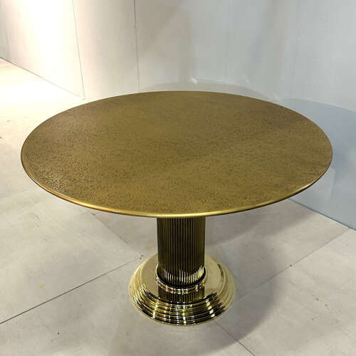 Round Center of Dining Table on Brass with Relief Top, Europe, 1970's