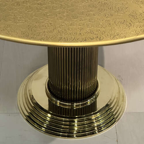 Round Center of Dining Table on Brass with Relief Top, Europe, 1970's