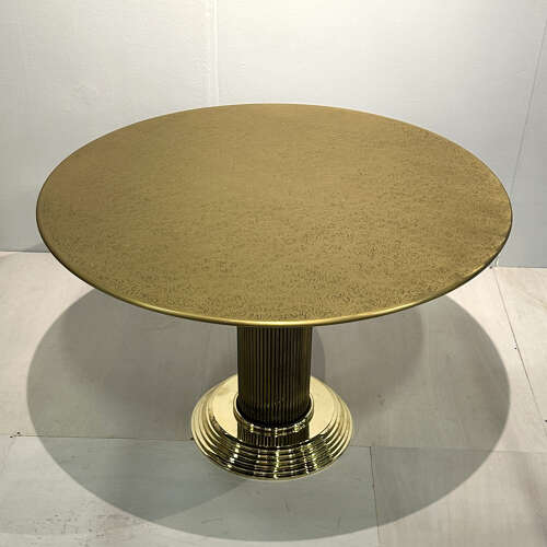 Round Center of Dining Table on Brass with Relief Top, Europe, 1970's