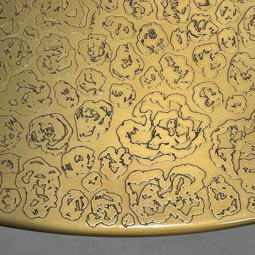Round Center of Dining Table on Brass with Relief Top, Europe, 1970's