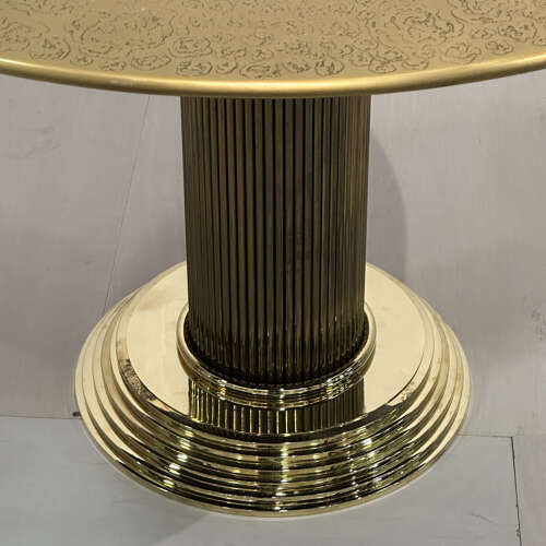 Round Center of Dining Table on Brass with Relief Top, Europe, 1970's