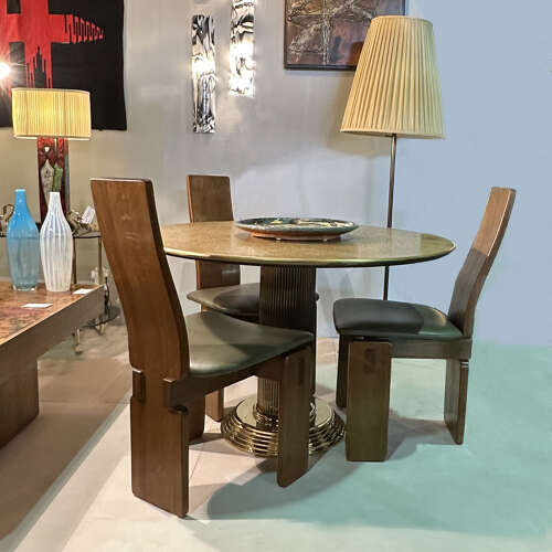 Round Center of Dining Table on Brass with Relief Top, Europe, 1970's