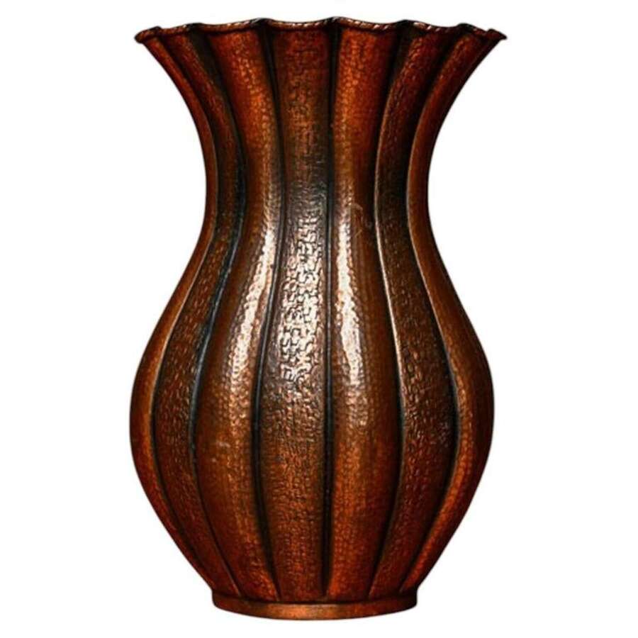 Large Copper Vase by Egidio Casagrande, Hand-Hammered, Italy 1950's