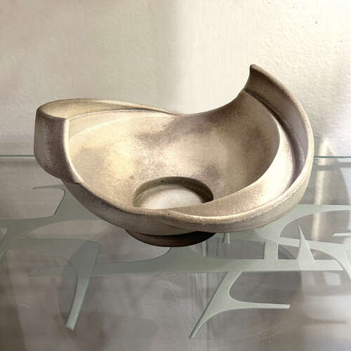 Sculptural Grey Studio Ceramic Bowl by Anne Perry 1983