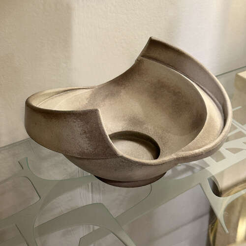 Sculptural Grey Studio Ceramic Bowl by Anne Perry 1983
