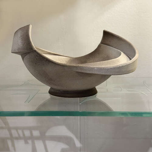 Sculptural Grey Studio Ceramic Bowl by Anne Perry 1983