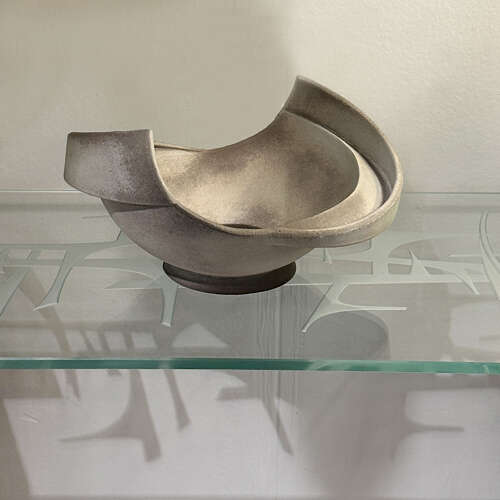 Sculptural Grey Studio Ceramic Bowl by Anne Perry 1983