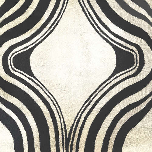 Op Art Rug hand Knotted in Black and White Wool Dutch 1960's