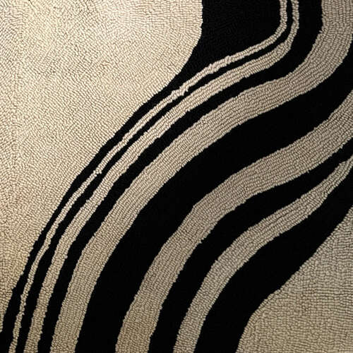 Op Art Rug hand Knotted in Black and White Wool Dutch 1960's